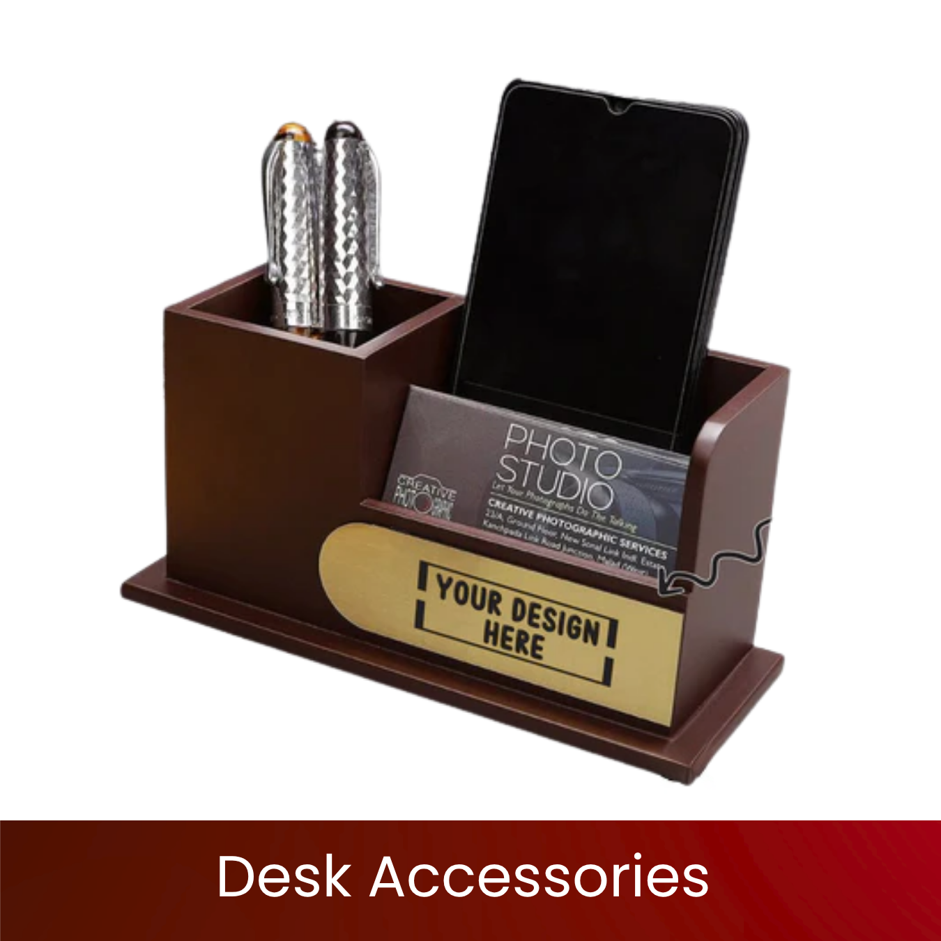 Desk Accessories | Custom Branded Office Desk Gift Set | Pen Stand, Organiser & More | Logo Printing & Engraving | Premium Finish | Desk Accessories for Corporate Gifting & Offices | Excel Print