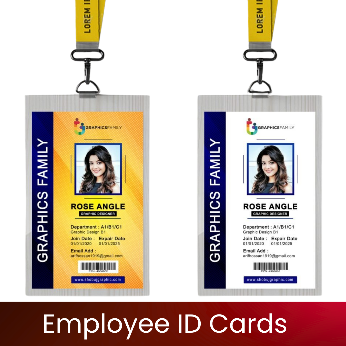 Employee ID Cards | Custom PVC Corporate Identity Cards | Photo, Name, Designation & Logo | Barcode/QR & Both Sides | Premium HD Print | Employee ID Cards for Offices & Companies | Excel Print