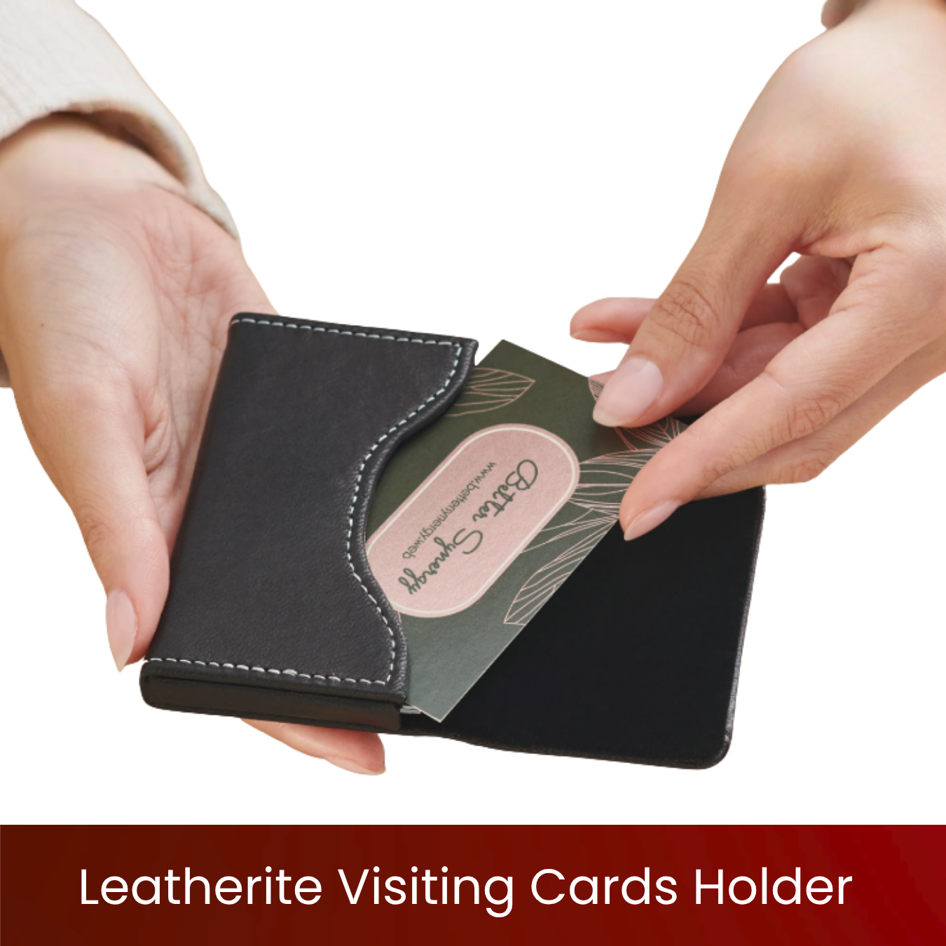 Leatherette Visiting Card Holder | Premium PU Leather Card Case | Elegant Soft-Touch Finish | Holds 18-20 Cards | Custom Name & Logo | Leatherette Card Holders for Office & Gifting | Excel Print - Image 3
