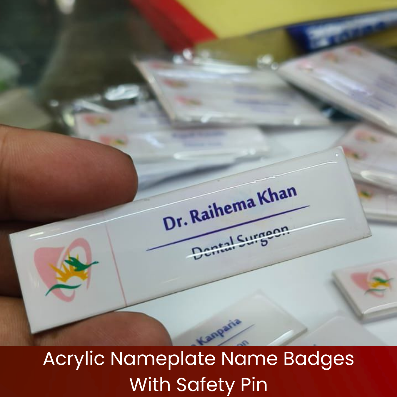 Acrylic Nameplate Name Badges With Safety Pin DN 11396