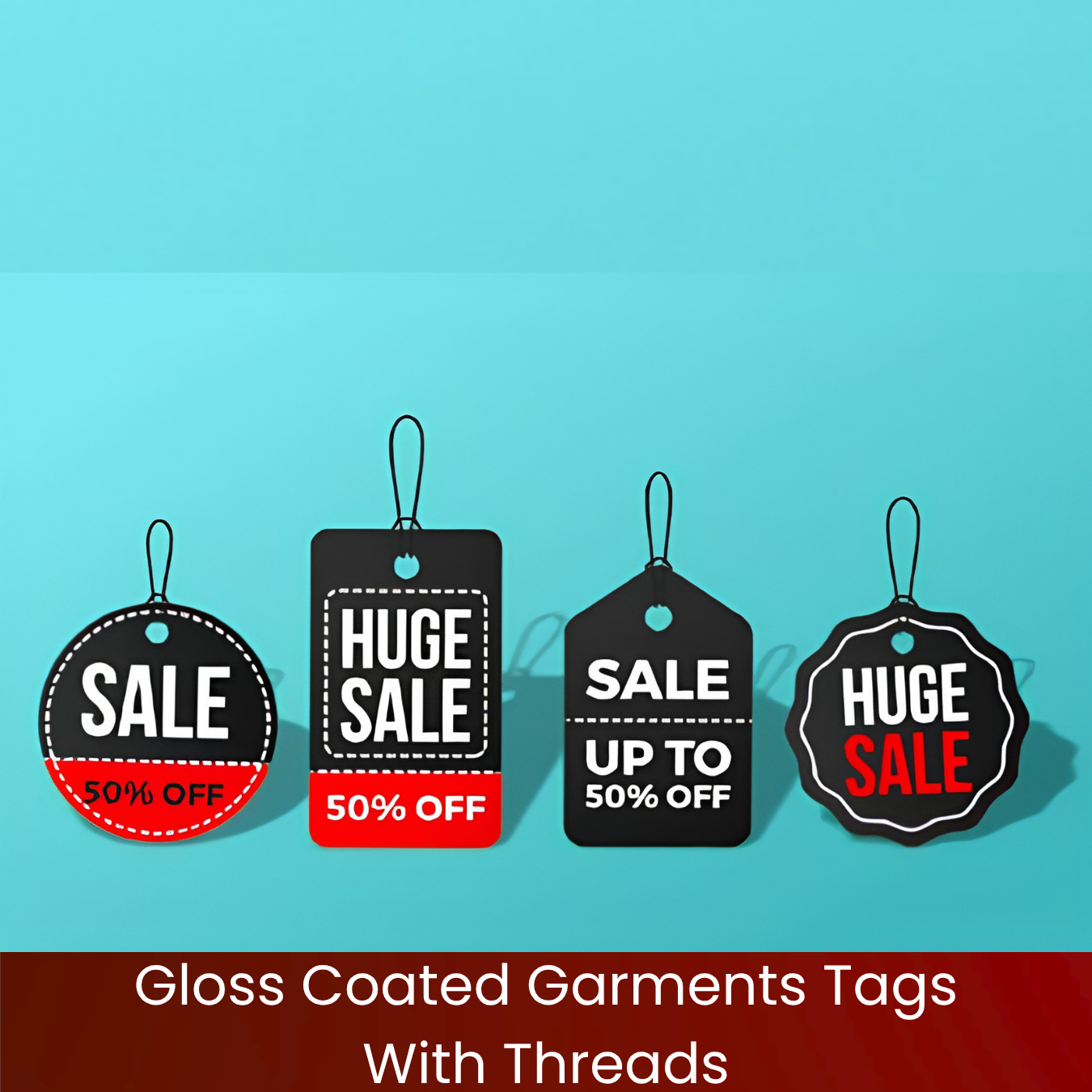 Gloss Coated Garments Tags With Threads