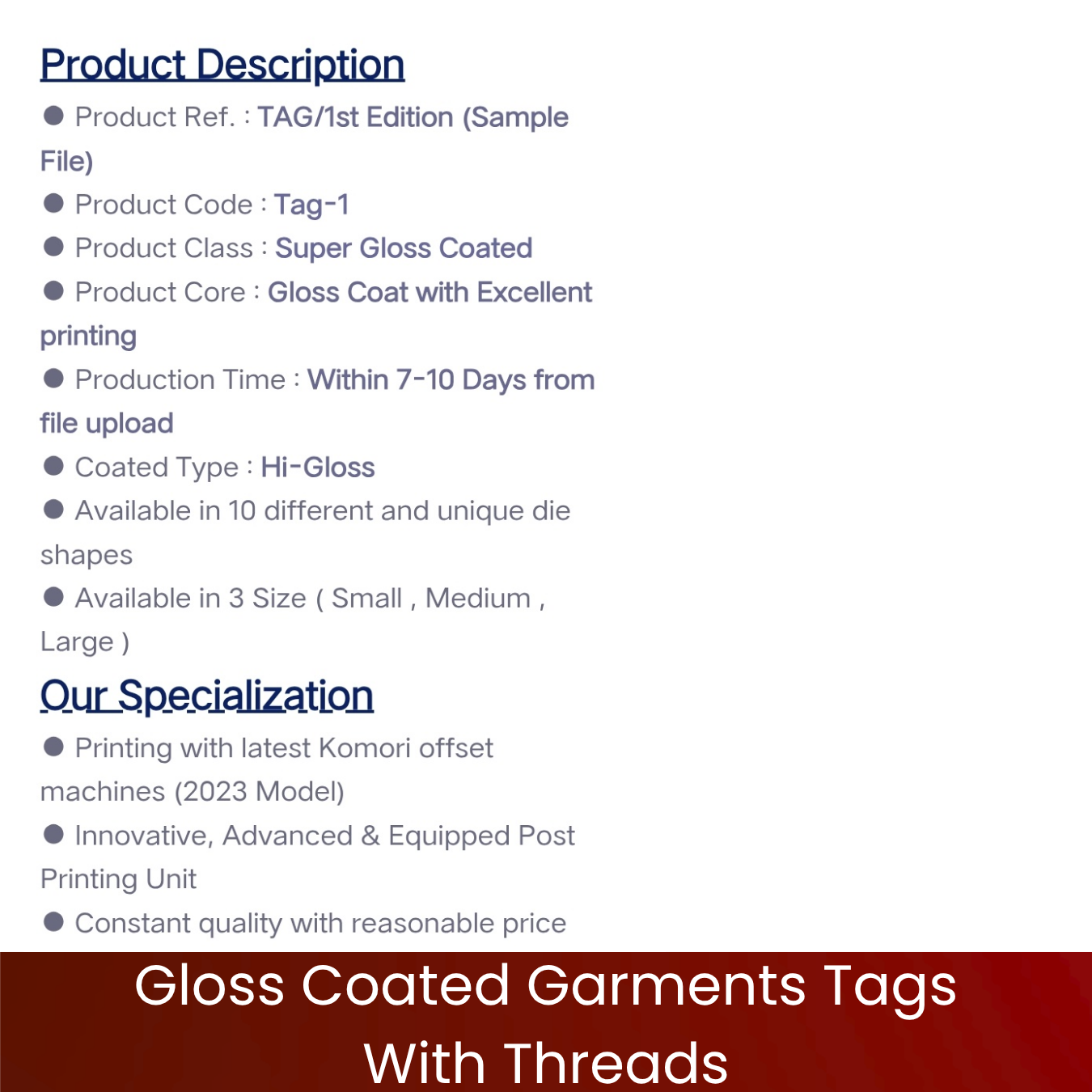 Gloss Coated Garments Tags With Threads - Image 10