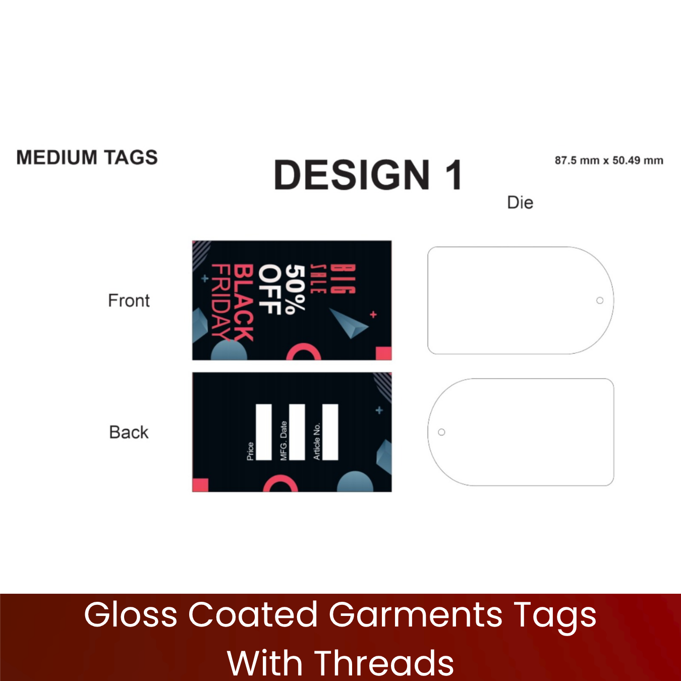 Gloss Coated Garments Tags With Threads - Image 3