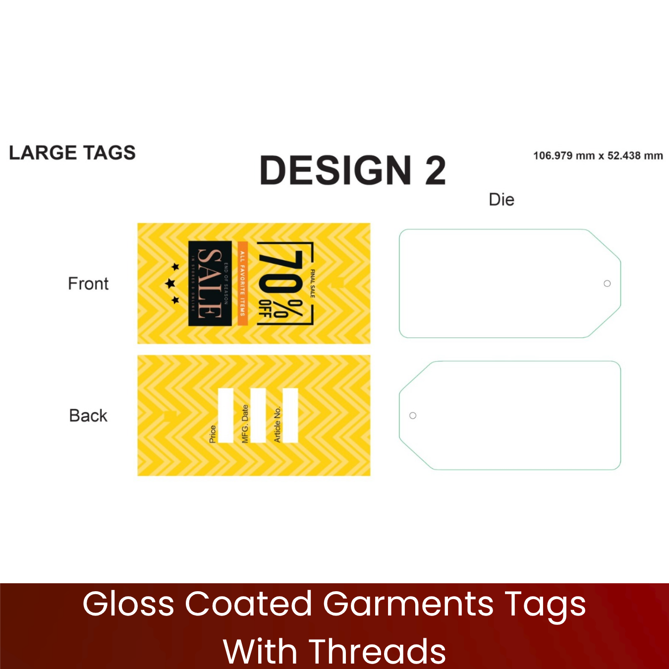 Gloss Coated Garments Tags With Threads - Image 4