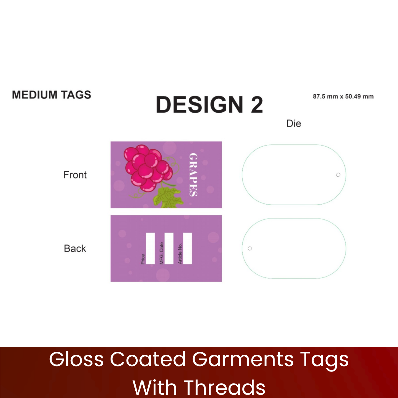 Gloss Coated Garments Tags With Threads - Image 5