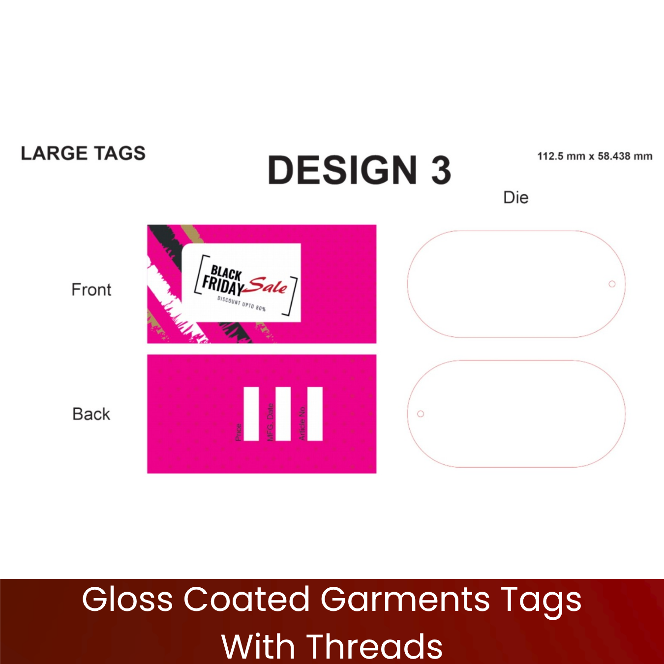 Gloss Coated Garments Tags With Threads - Image 6