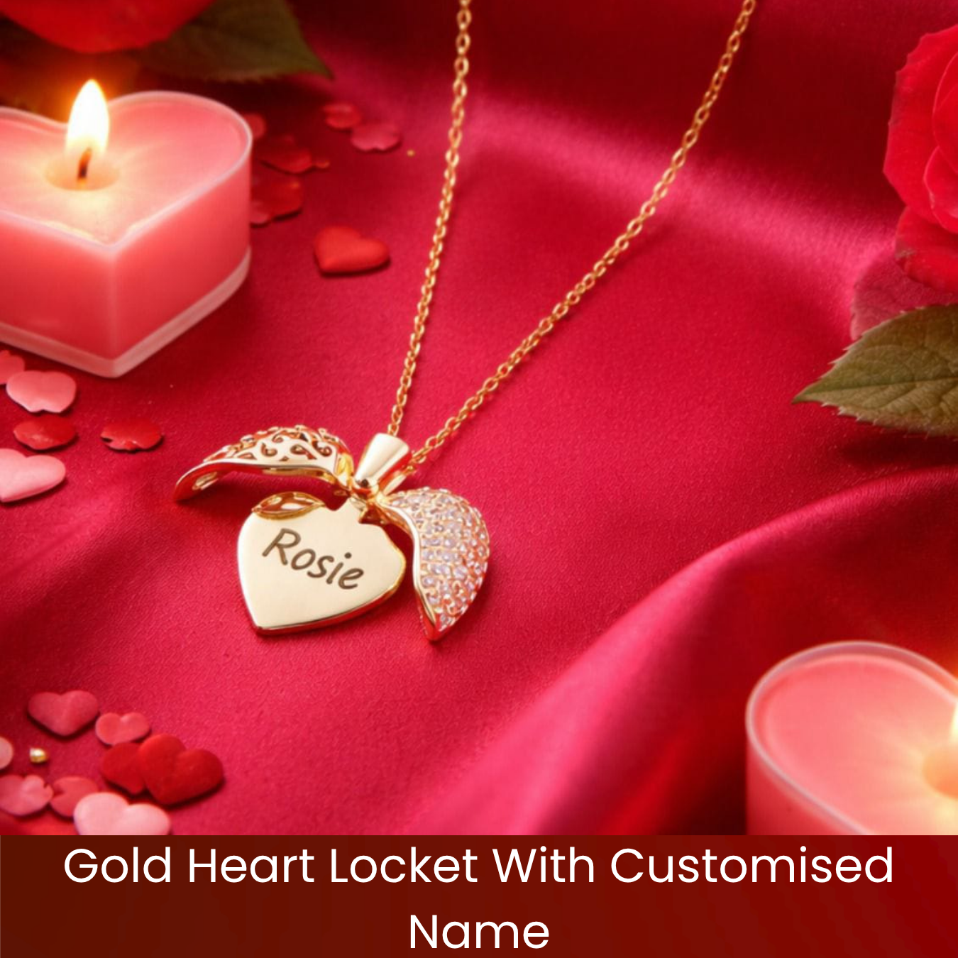 Gold Heart Locket With Customised Name