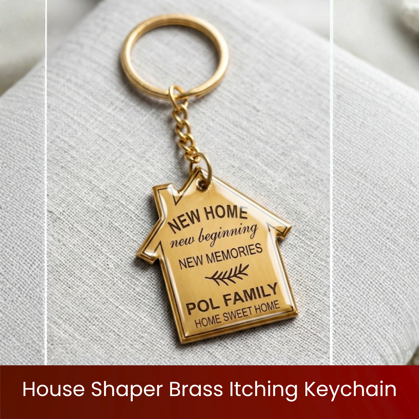 House Shaper Brass Itching Keychain