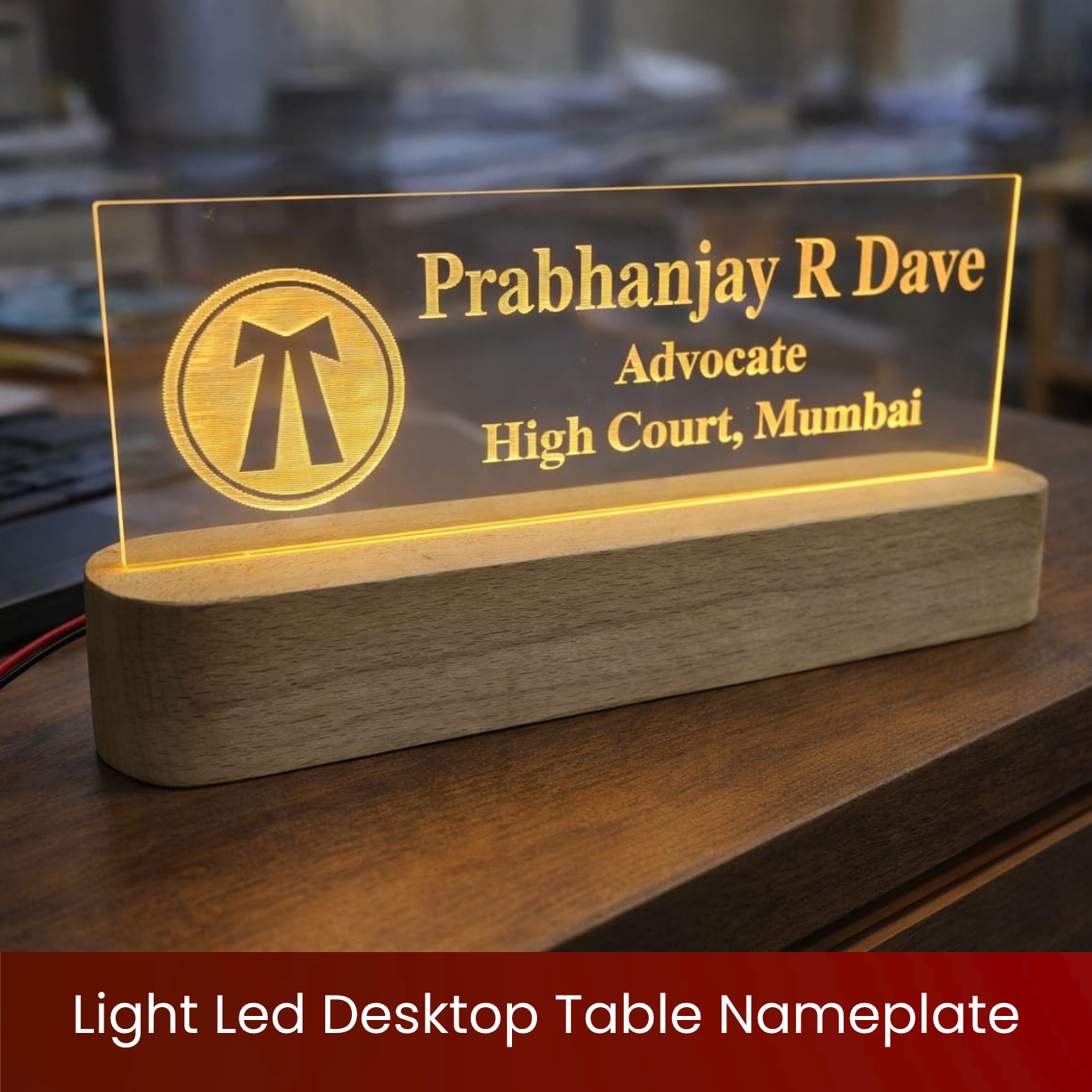 Light Led Desktop Table Nameplate