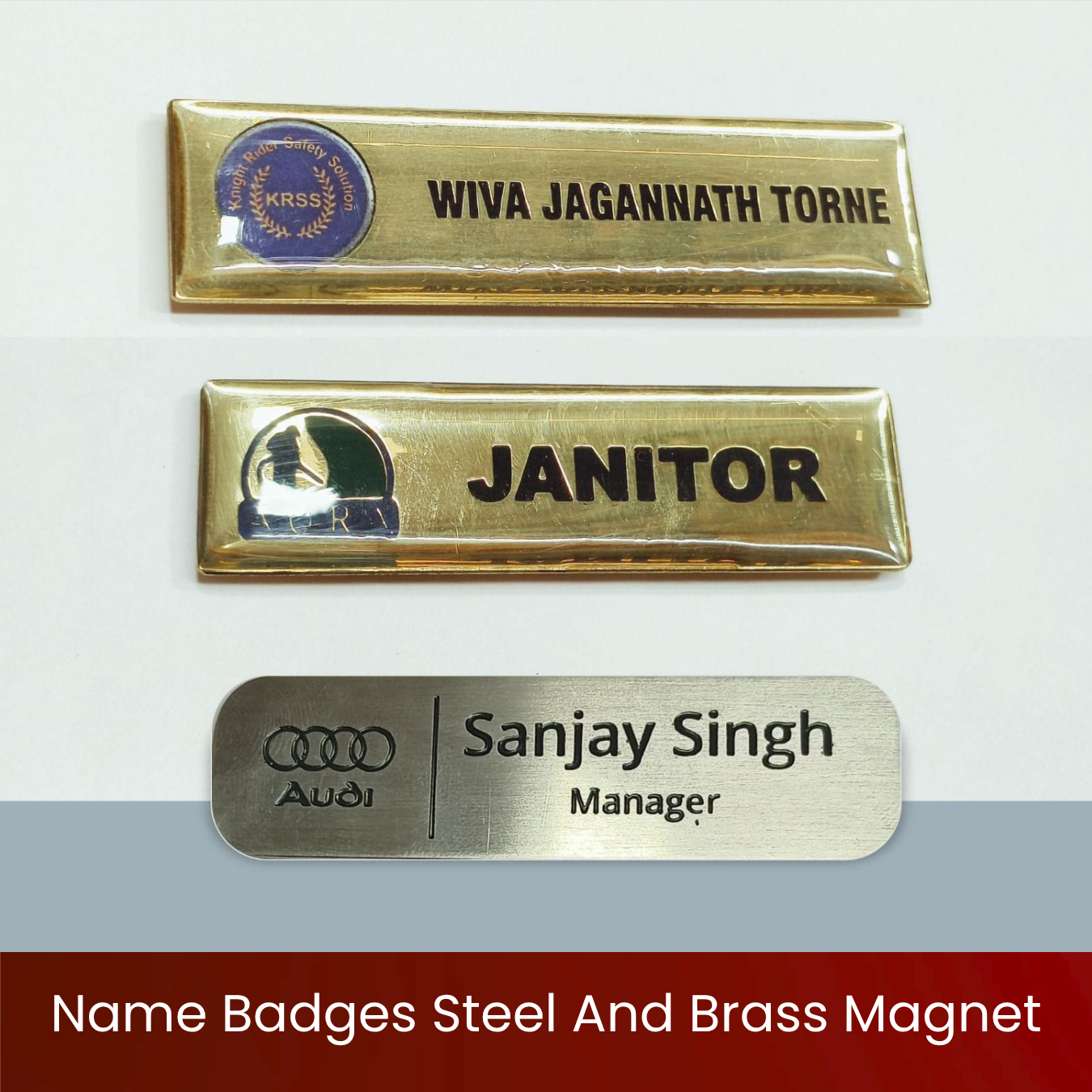 Name Badges Steel And Brass Magnet