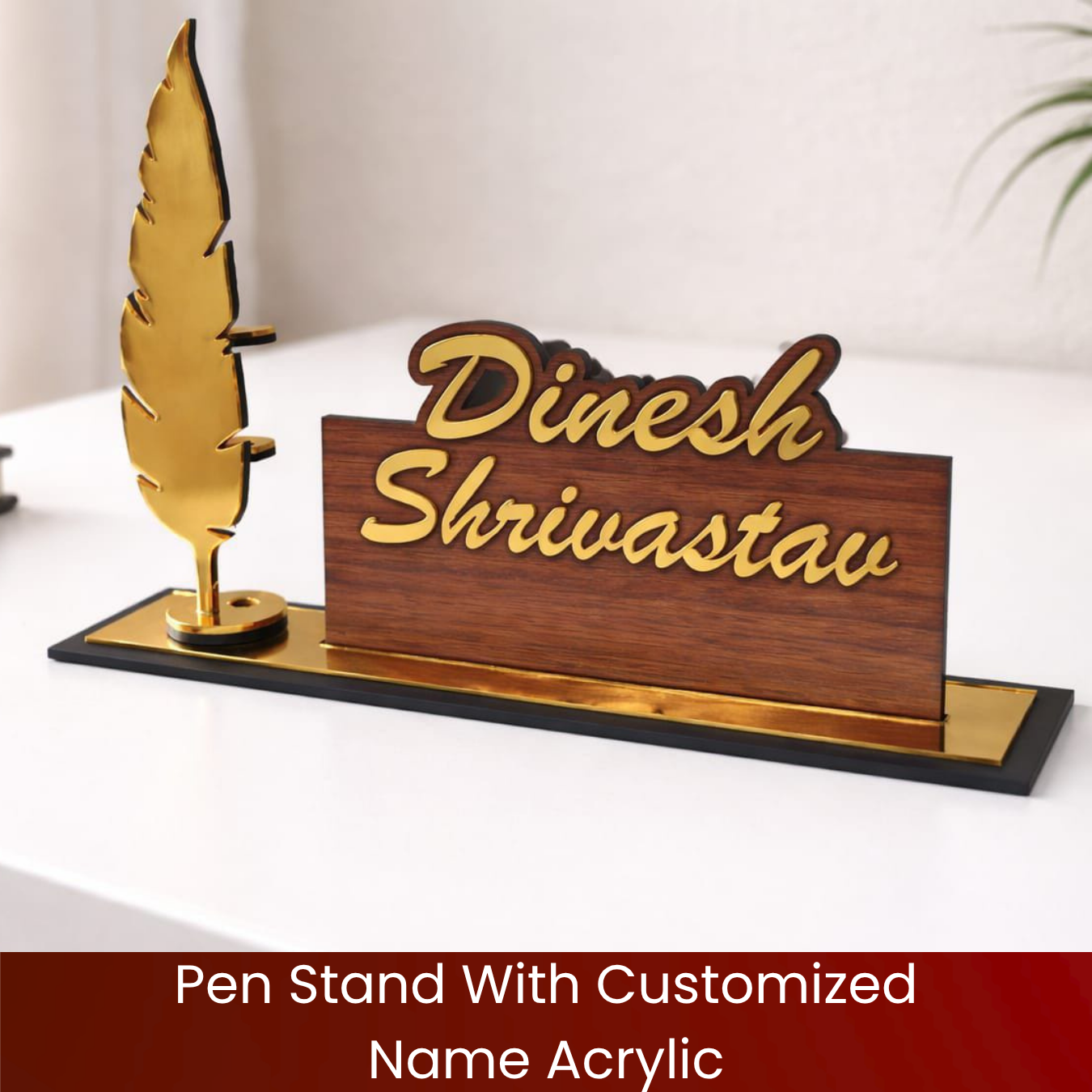Pen Stand With Customized Name Acrylic