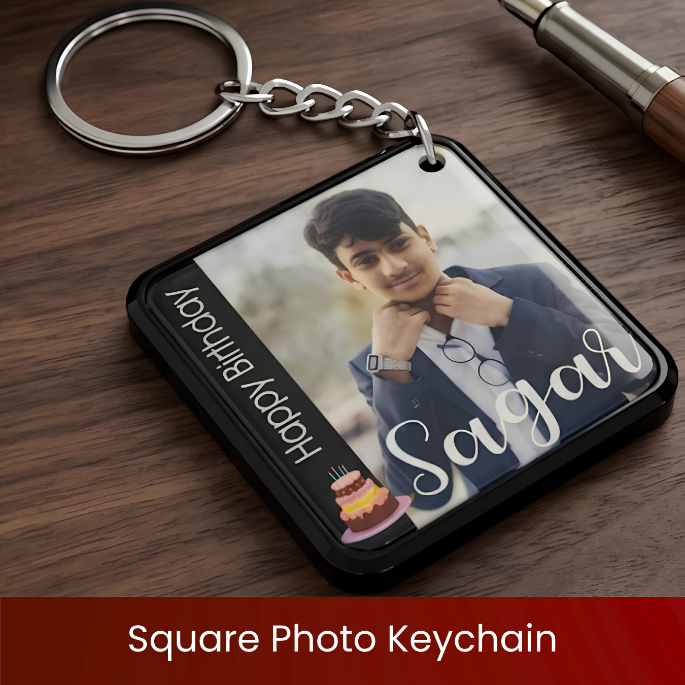 Square Photo Keychain